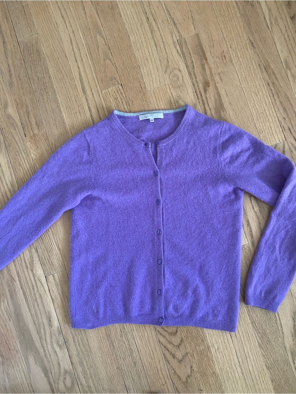 Classic Purple Crewneck Cardigan Sweater